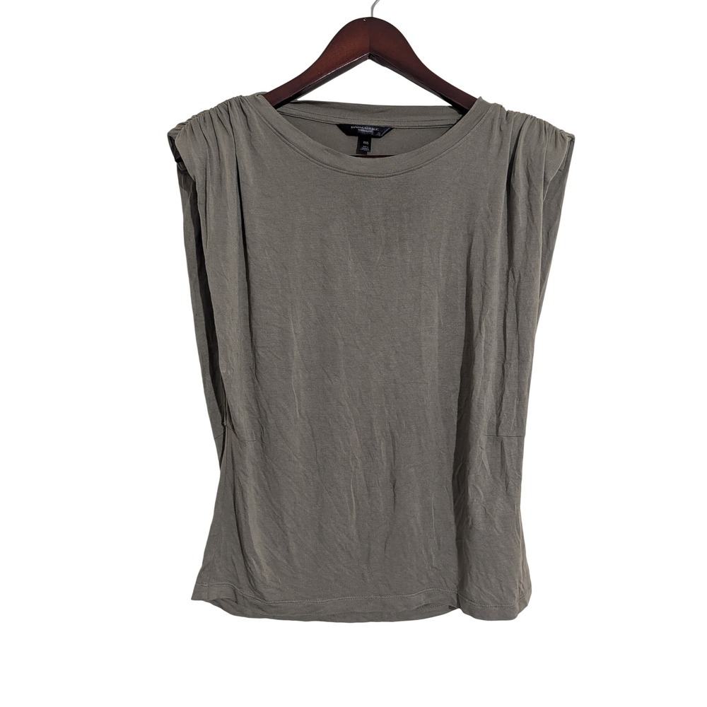 Banana Republic Threadsoft Padded Shoulder Muscle Tee Olive Green XXS Oversized